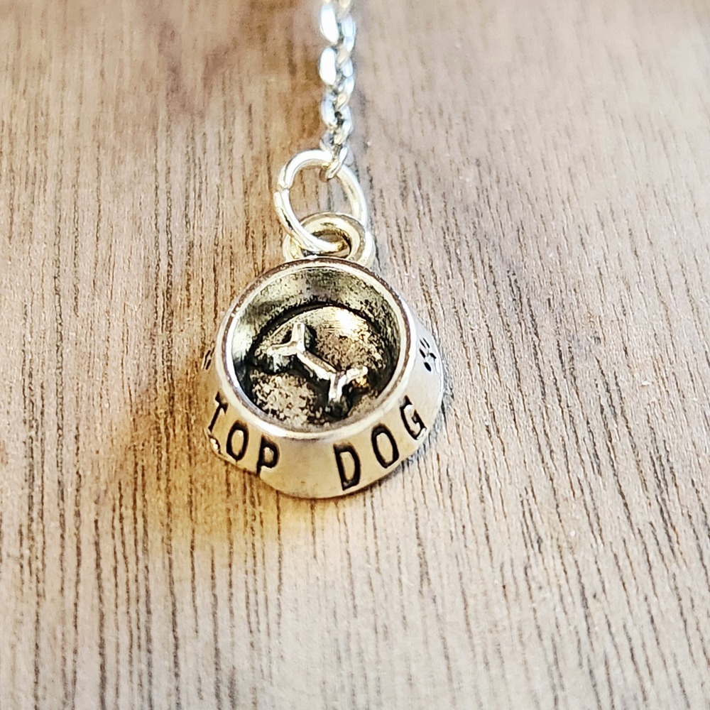 Silver Paw Print Top Dog Bowl Dangle Earrings Puppy Animal Lover Hook Drops - Picture 3 of 6